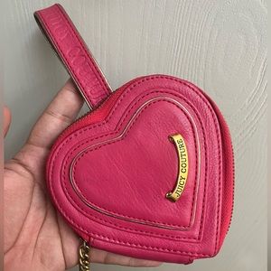 Juicy couture hot pink leather heart wristlet